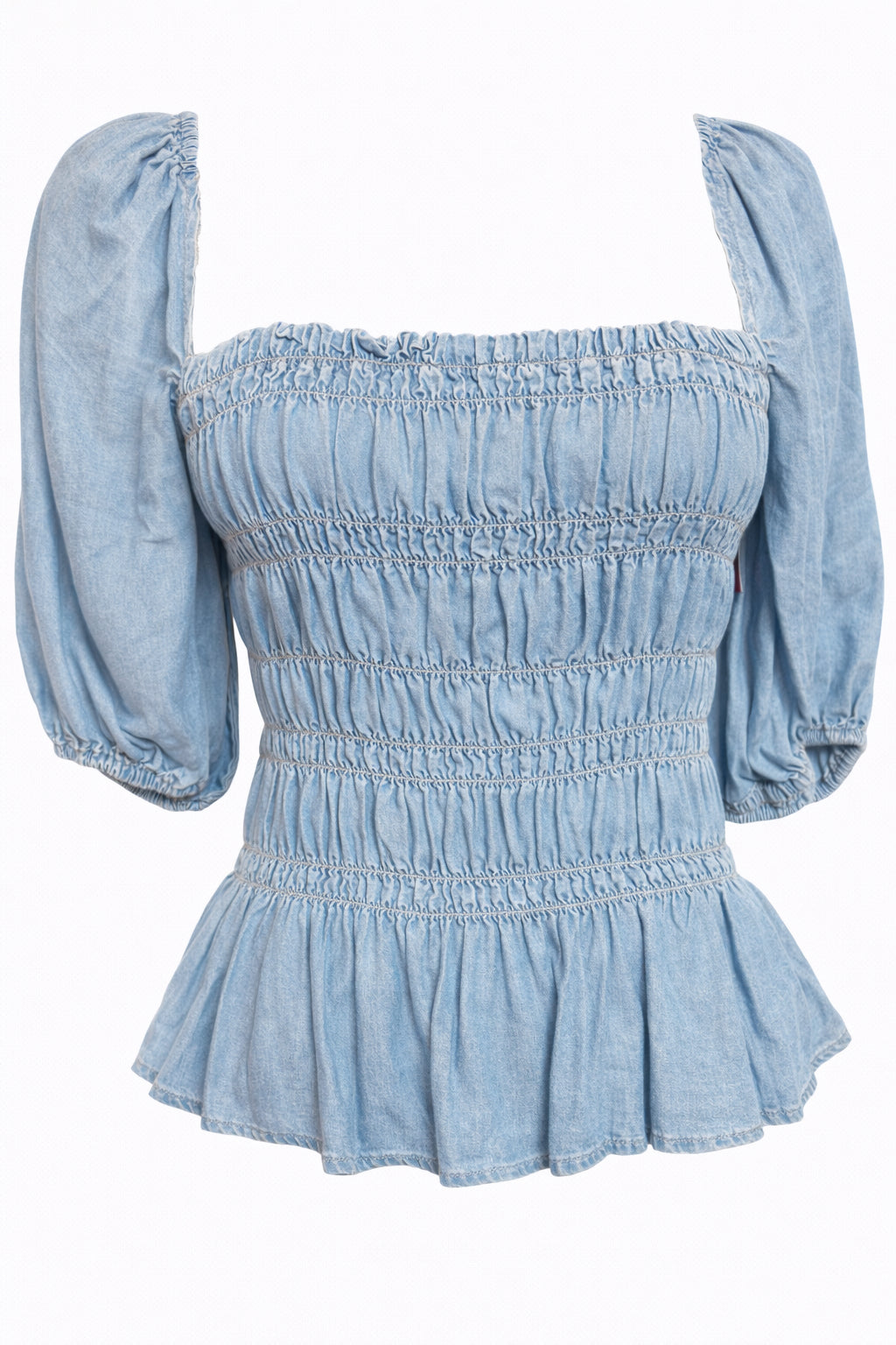 High Impact Denim Peplum Top image 1