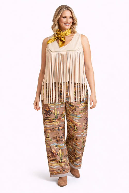 Almost Famous Ivory Fringe Top image 0