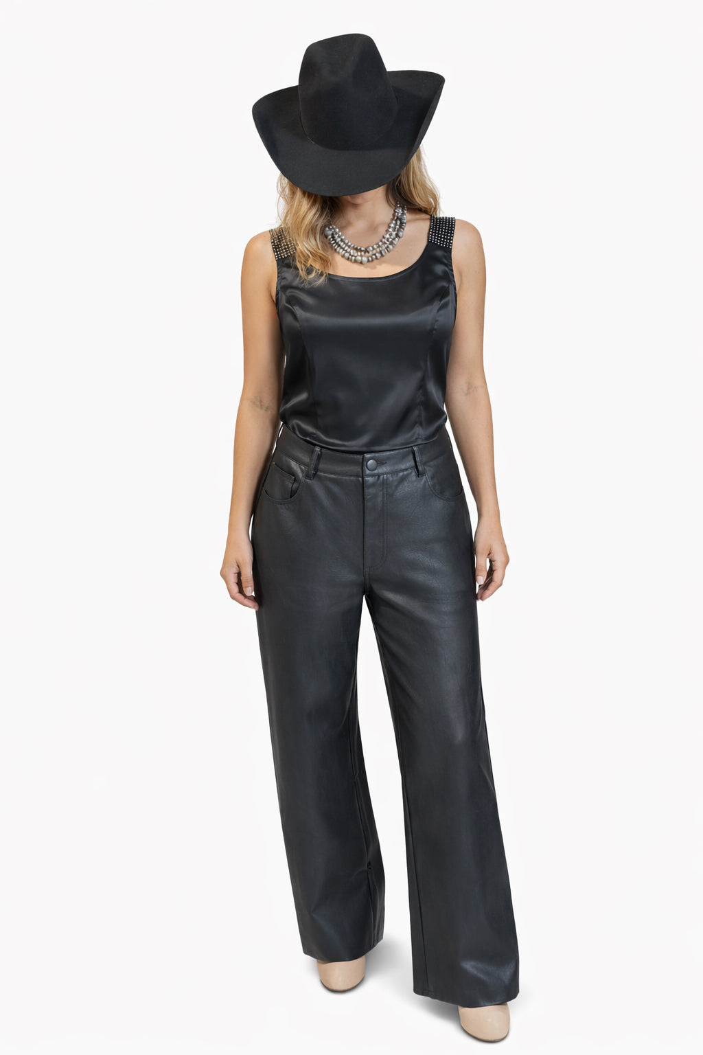 Thinking About Me Black Satin Tank image 0
