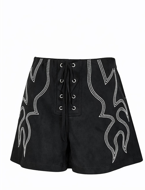 Banded Stitch Black Shorts  image 1