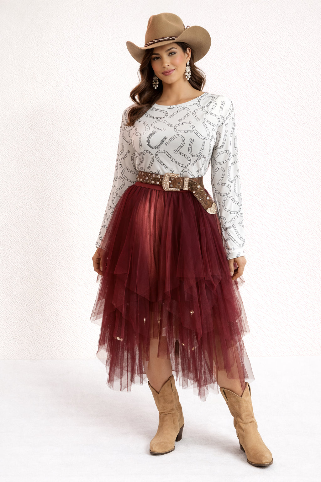 Linda Cranberry Tulle Skirt image 0