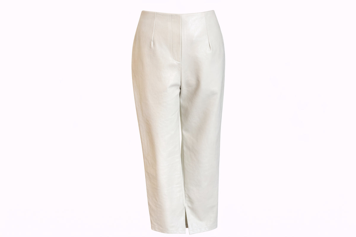 Winter Chills Faux Leather Off White Pant image 1