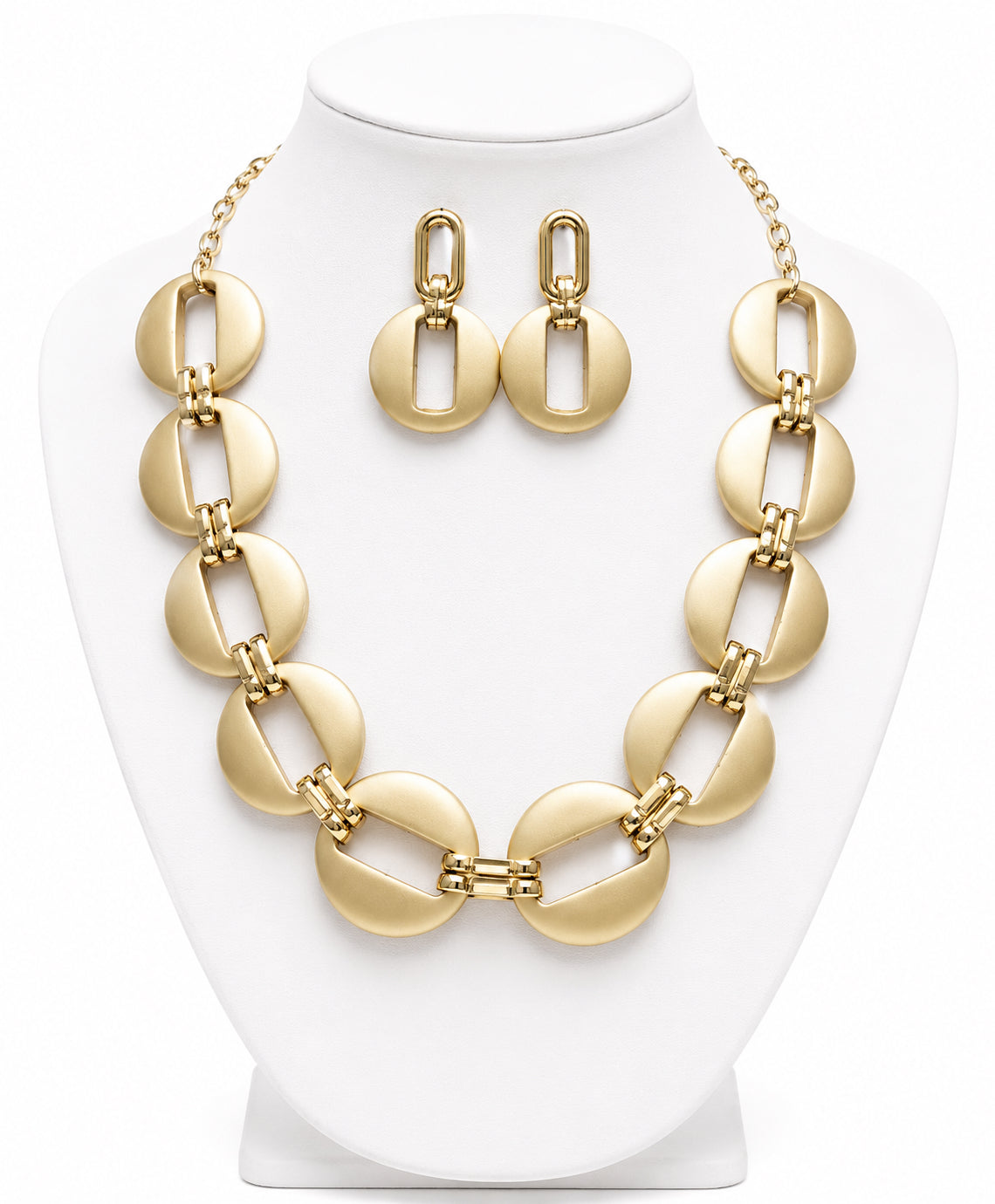 Gold Circle Necklace & Earrings Set image 0