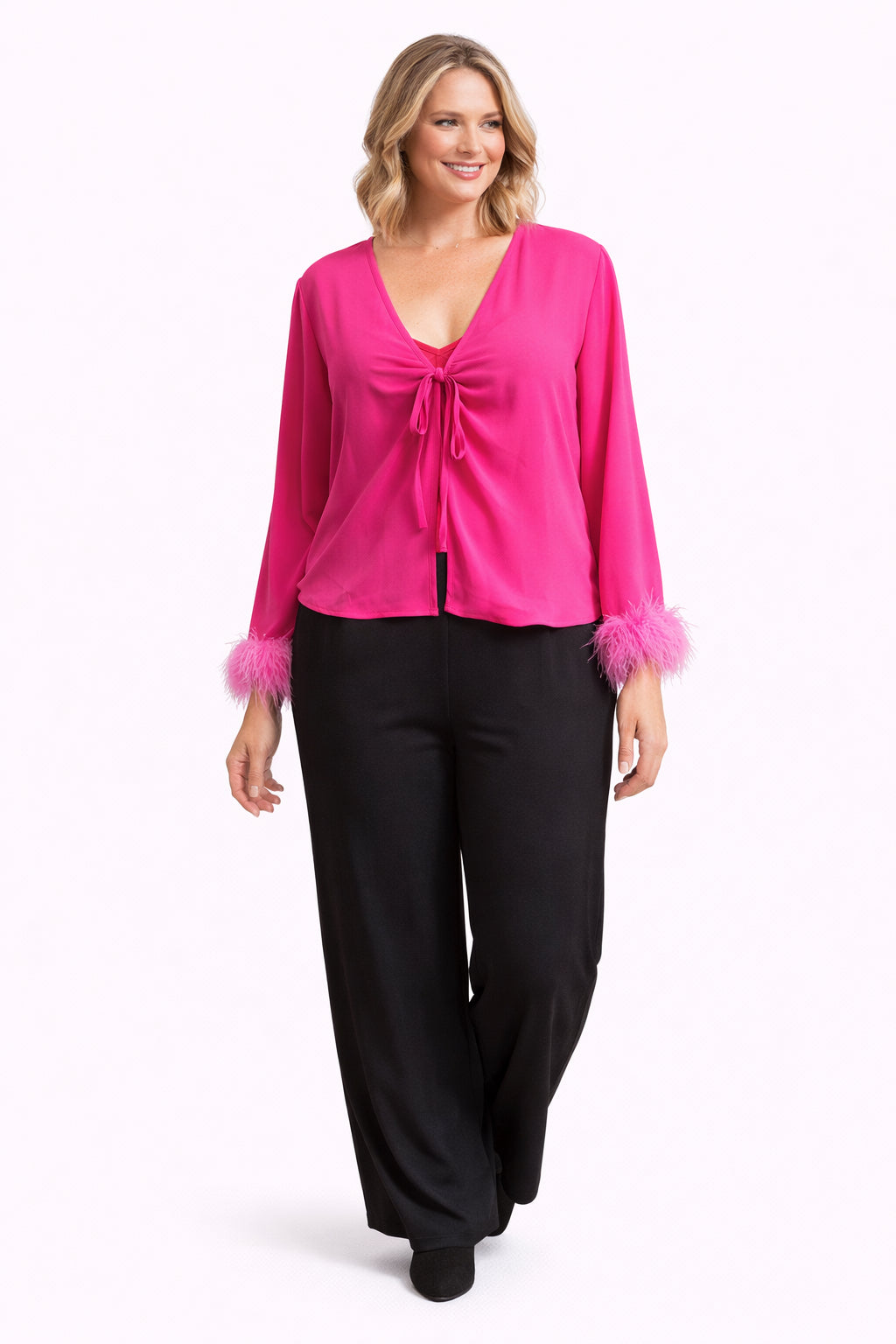 Need You in my Life Hot Pink Sheer Front Tie Top  image 0