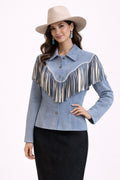 No Blues Here Blue Fringe Jacket image 0