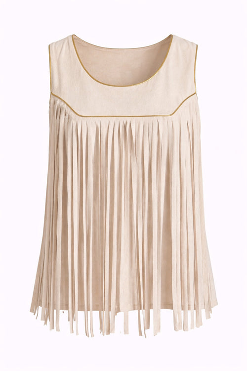 Almost Famous Ivory Fringe Top image 1