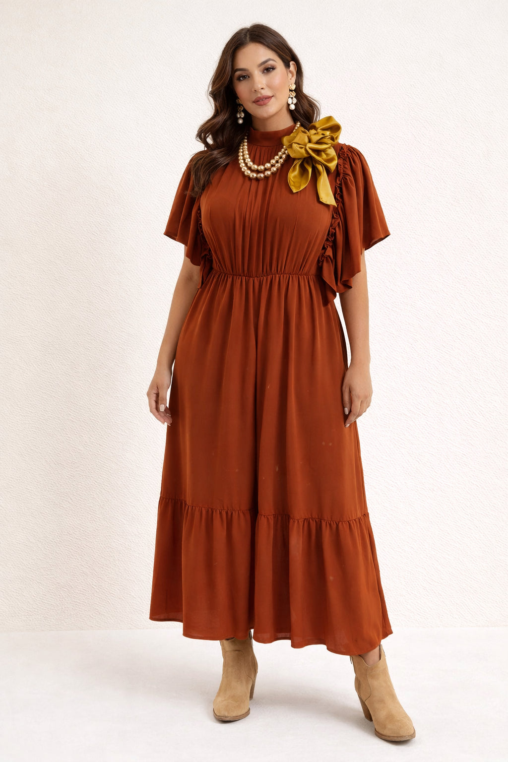 Take Me Dancing Cognac Dress image 0