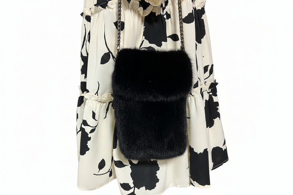 Black Mink Cross Body Phone Case Bag