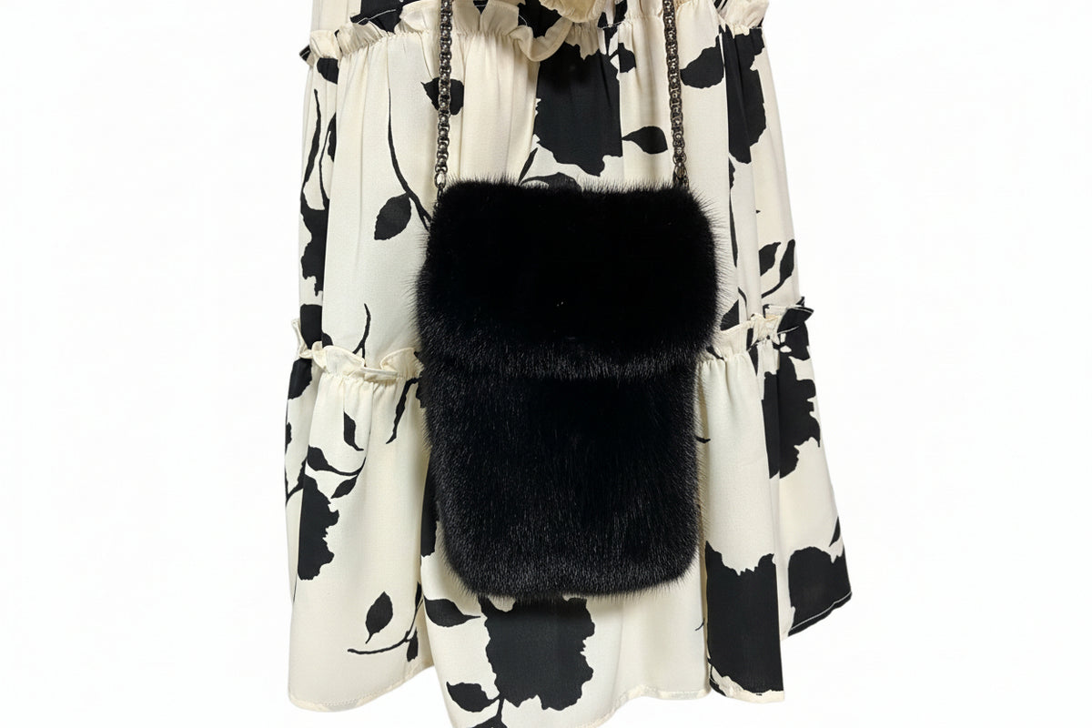 Black Mink Cross Body Phone Case Bag