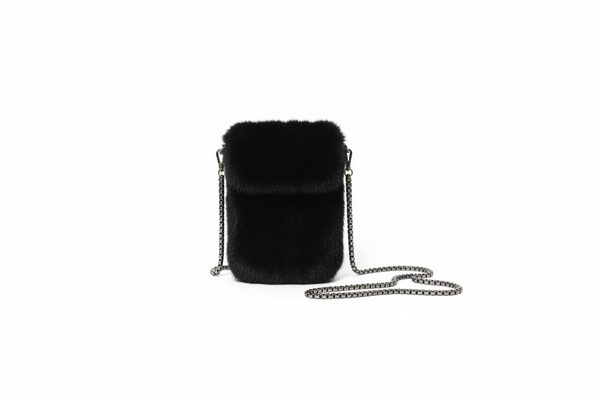 Black Mink Cross Body Phone Case Bag