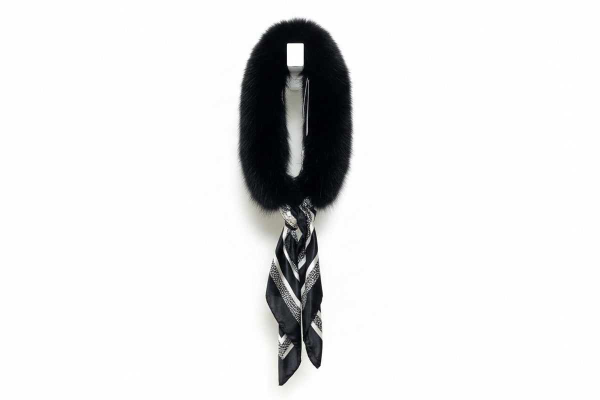 Fox Collar with Silk Scarf