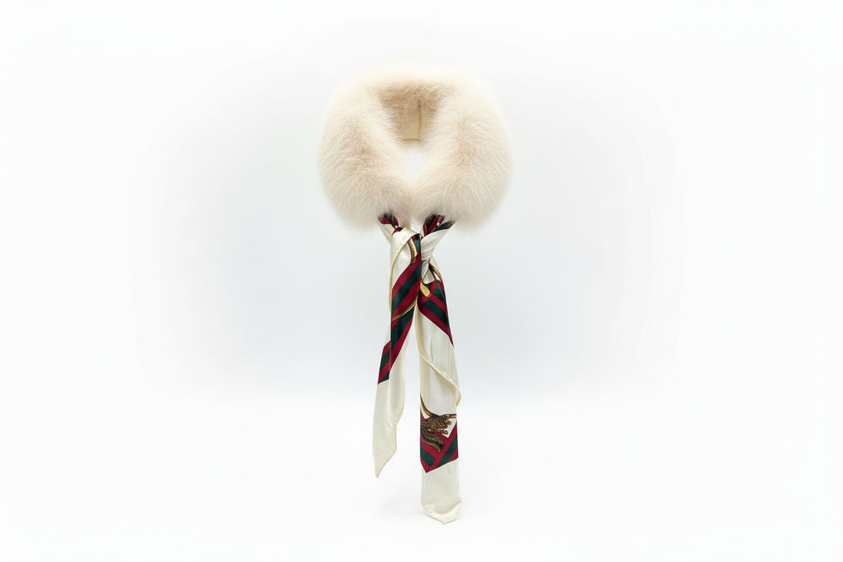 Fox Collar with Silk Scarf