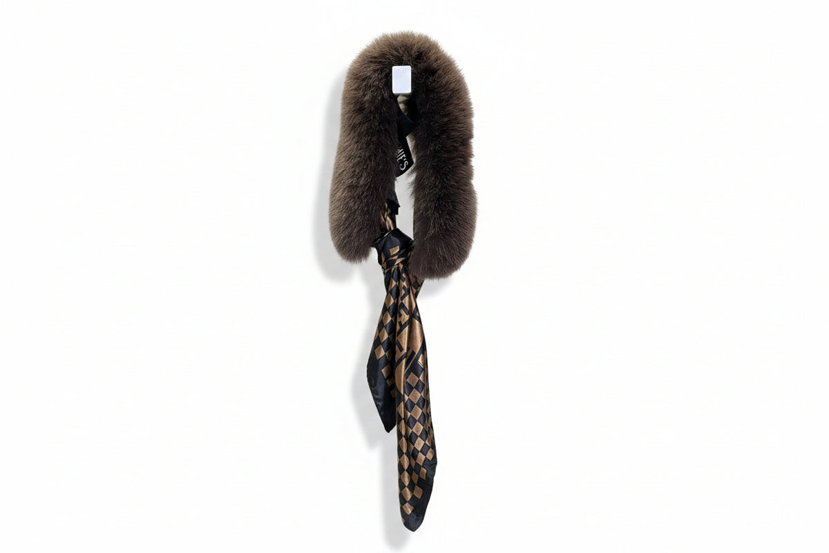 Fox Collar with Silk Scarf