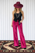 Spicy Cinnamon Burgundy Velvet Pants image 0