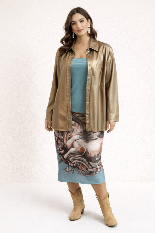 24 Karats Faux Leather Gold Jacket  image 1