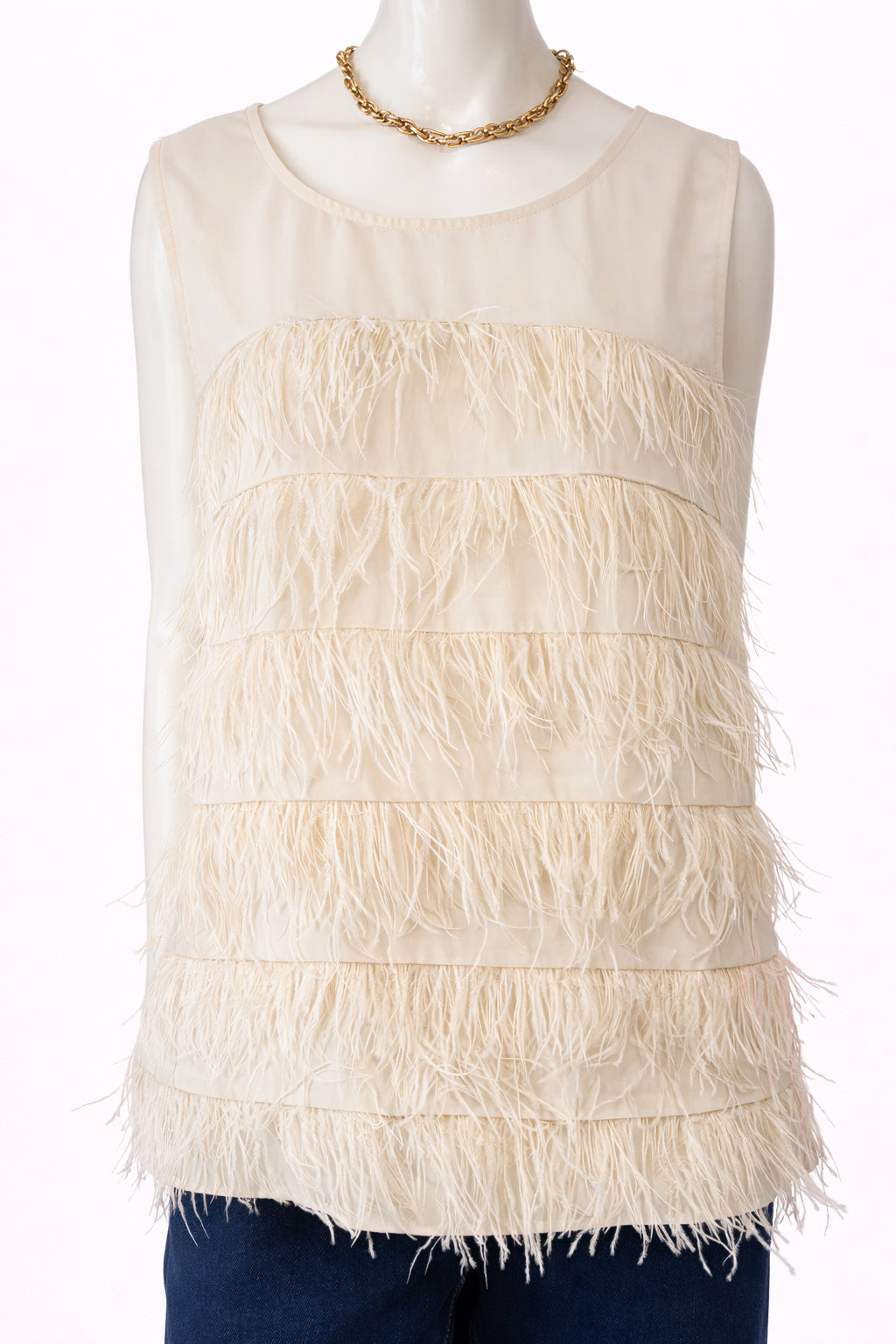 Fancy Flirt Ivory Feather Top  image 1