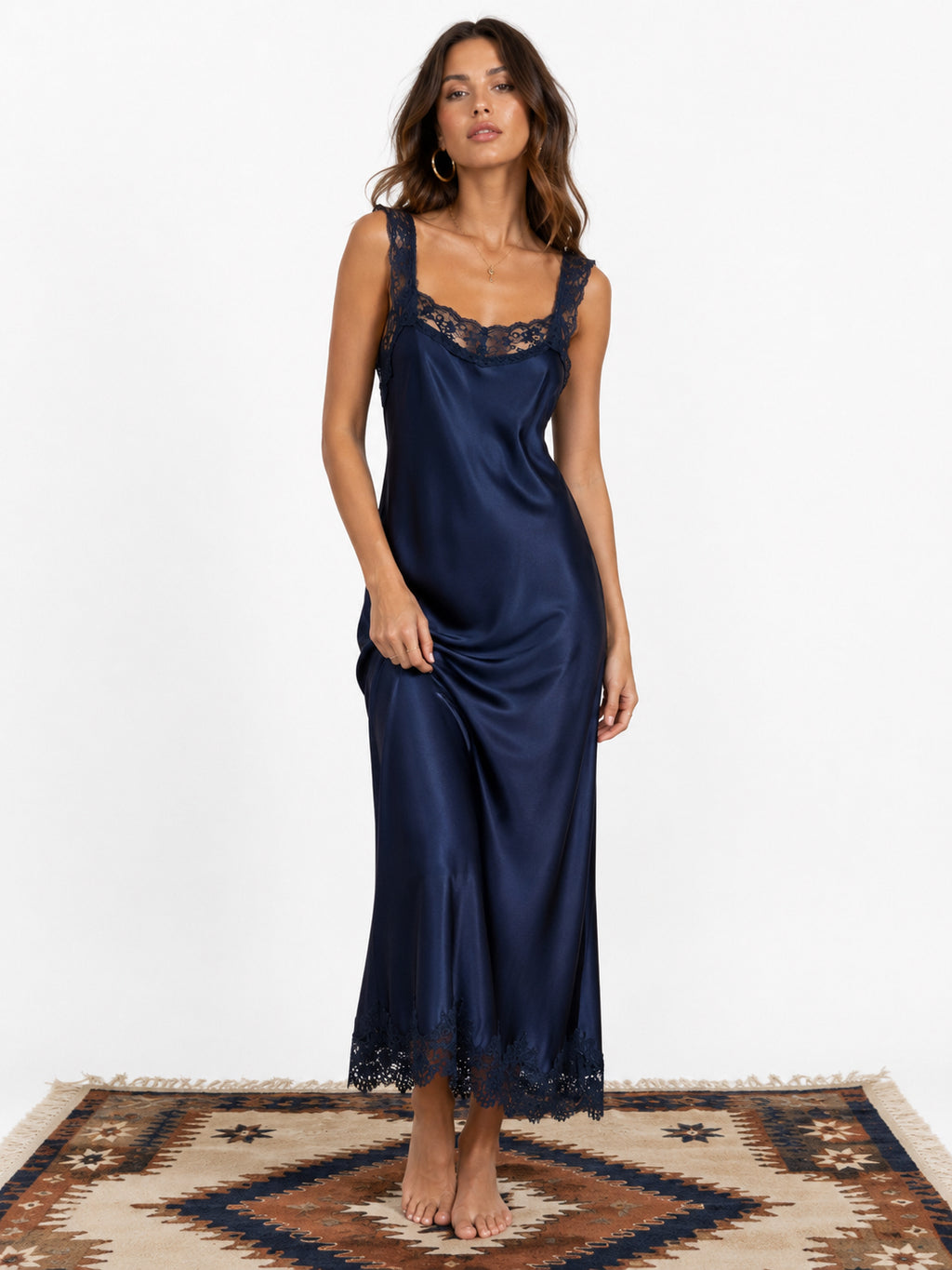 Midnite Starr Navy Satin Slip Dress image 0
