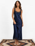 Midnite Starr Navy Satin Slip Dress image 0