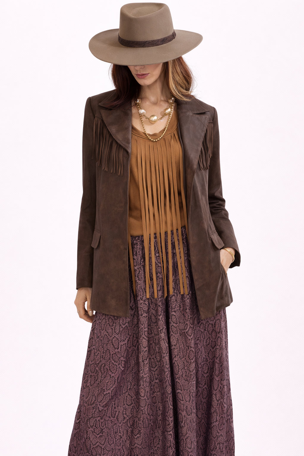 Take a Chance Brown Fringe Top  image 0