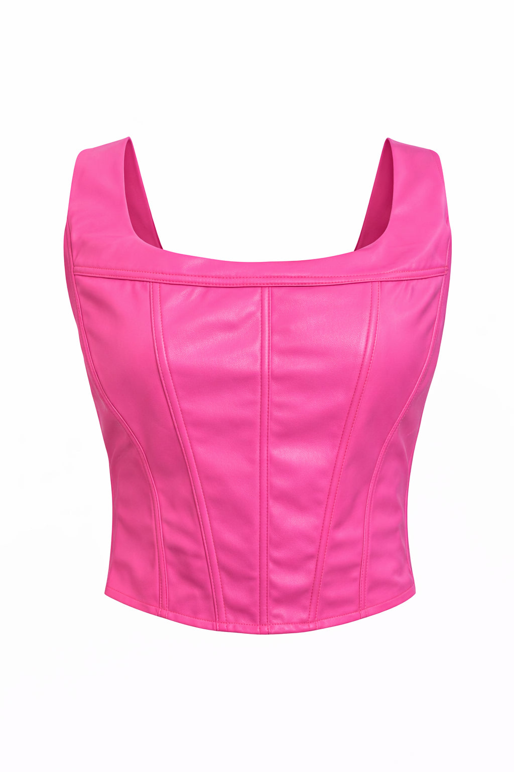 Call My Name Faux Leather Pink Crop Top  image 1