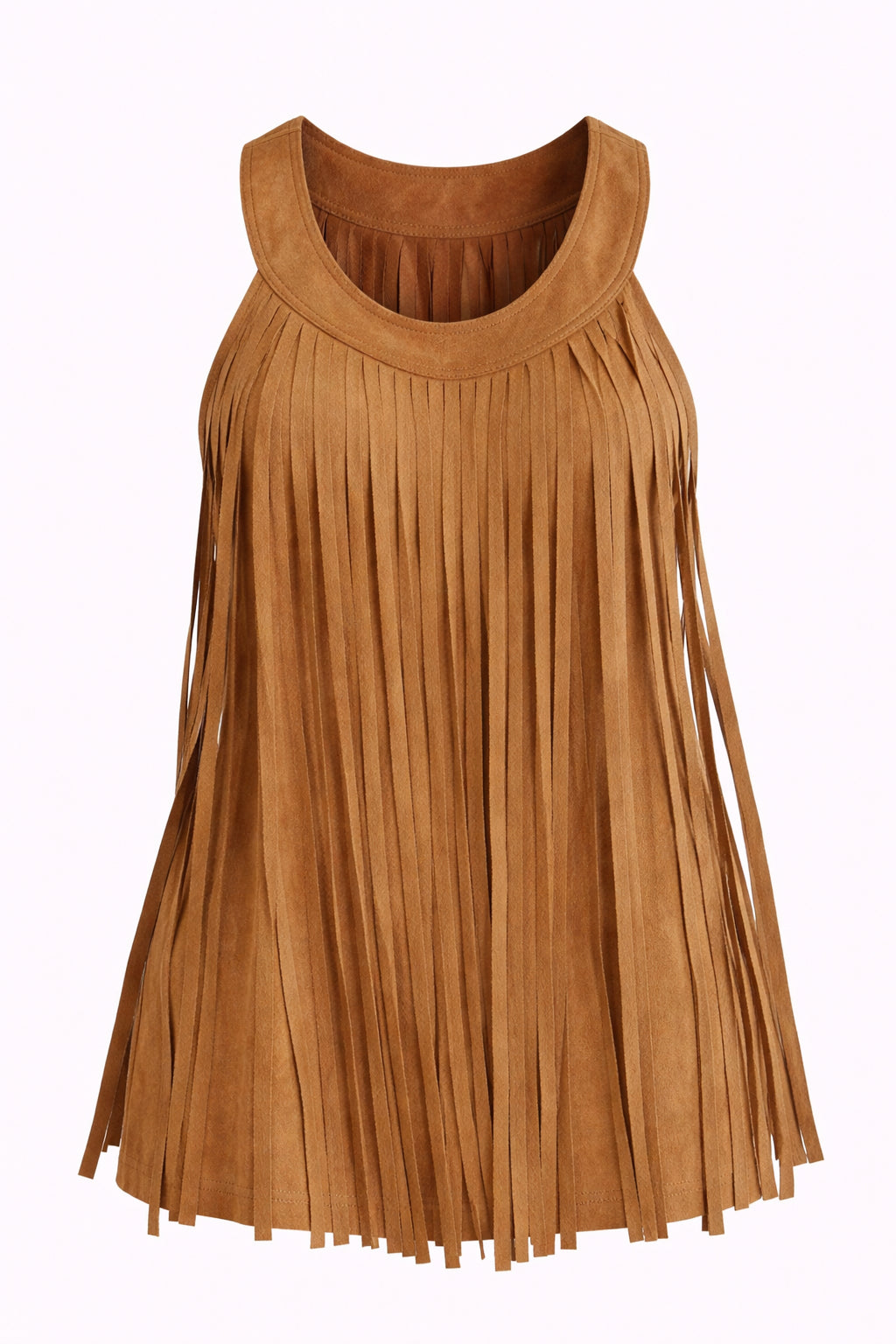 Take a Chance Brown Fringe Top  image 1