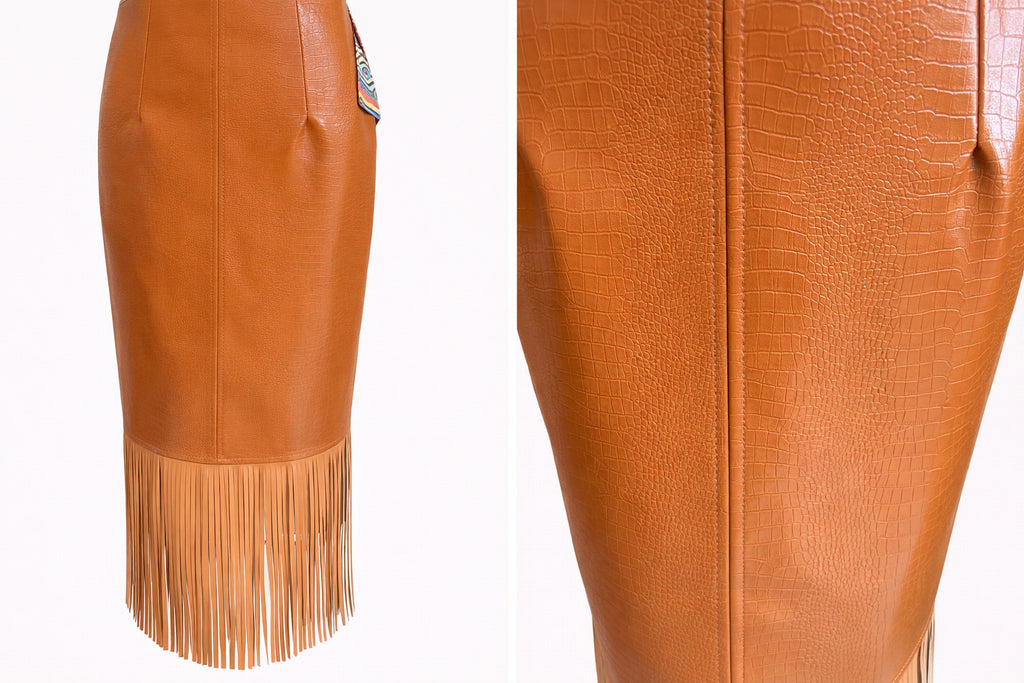 Spicy Martini Faux Croc Fringe Skirt image 1