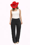 Giddy Up Black Suede Pants Fringe  image 0