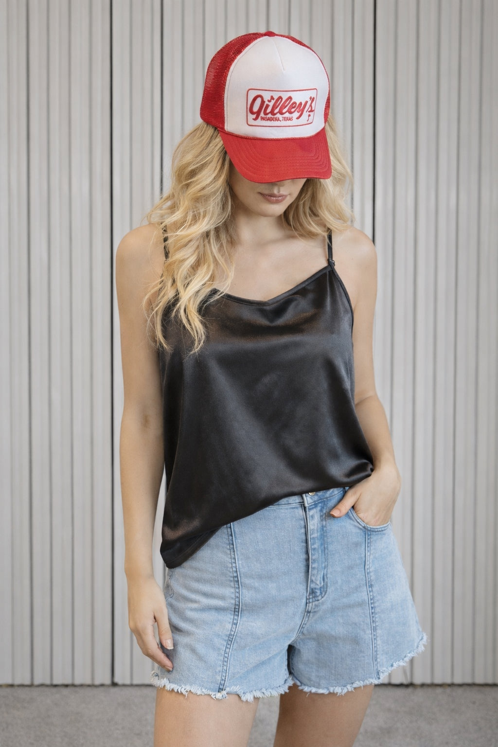 Oh My Darling Black Satin Tank image 1