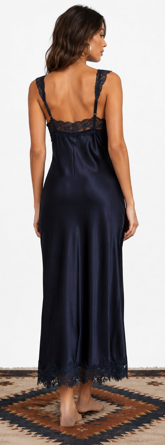 Midnite Starr Navy Satin Slip Dress image 1